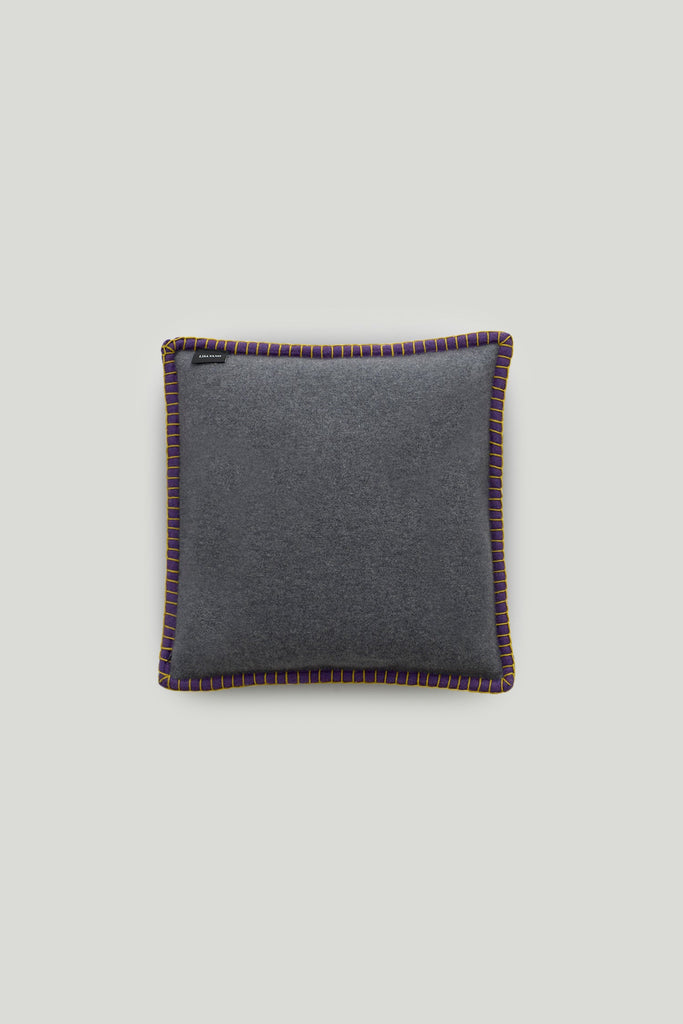 Amsterdam Cushion Deep Violet Graphite | Lisa Yang | Dark purple grey cushion in 100% cashmere