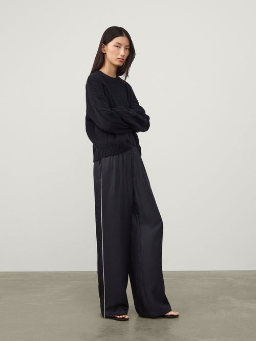 Piping Detail Wide Leg Trousers