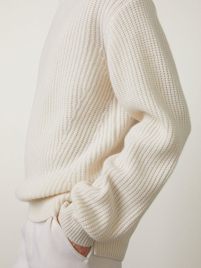 Cyrille Sweater Cream | Lisa Yang | White ribbed sweater in 100% cashmere