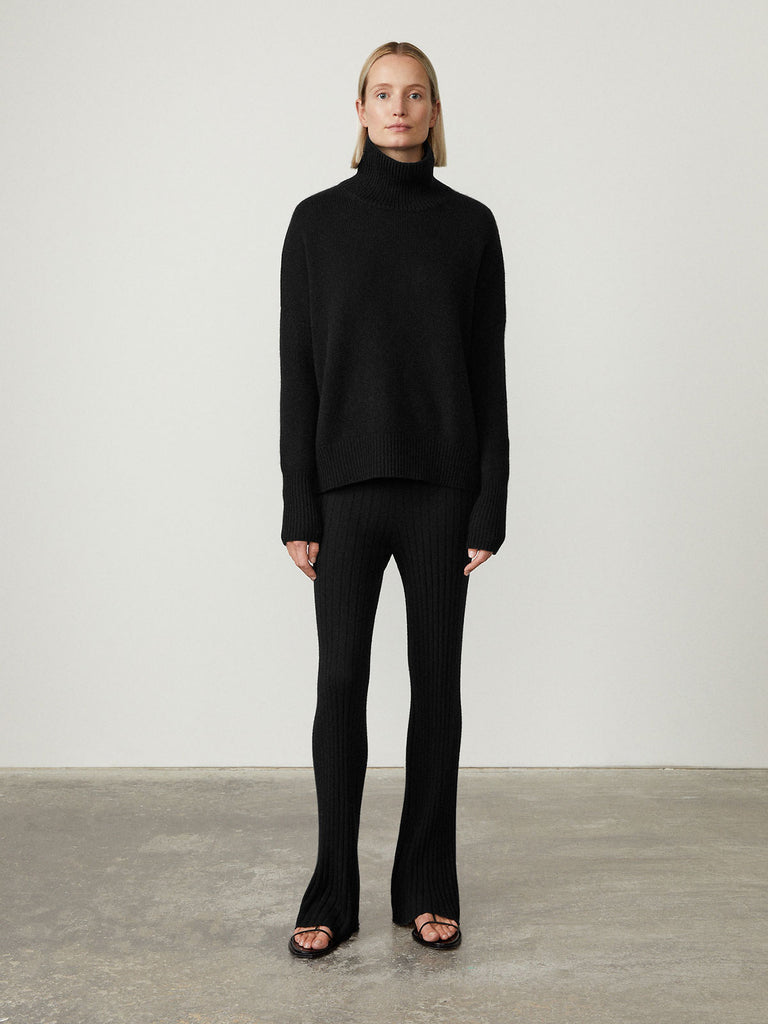 Heidi Sweater Black | Lisa Yang | Black high neck sweater  in 100% cashmere