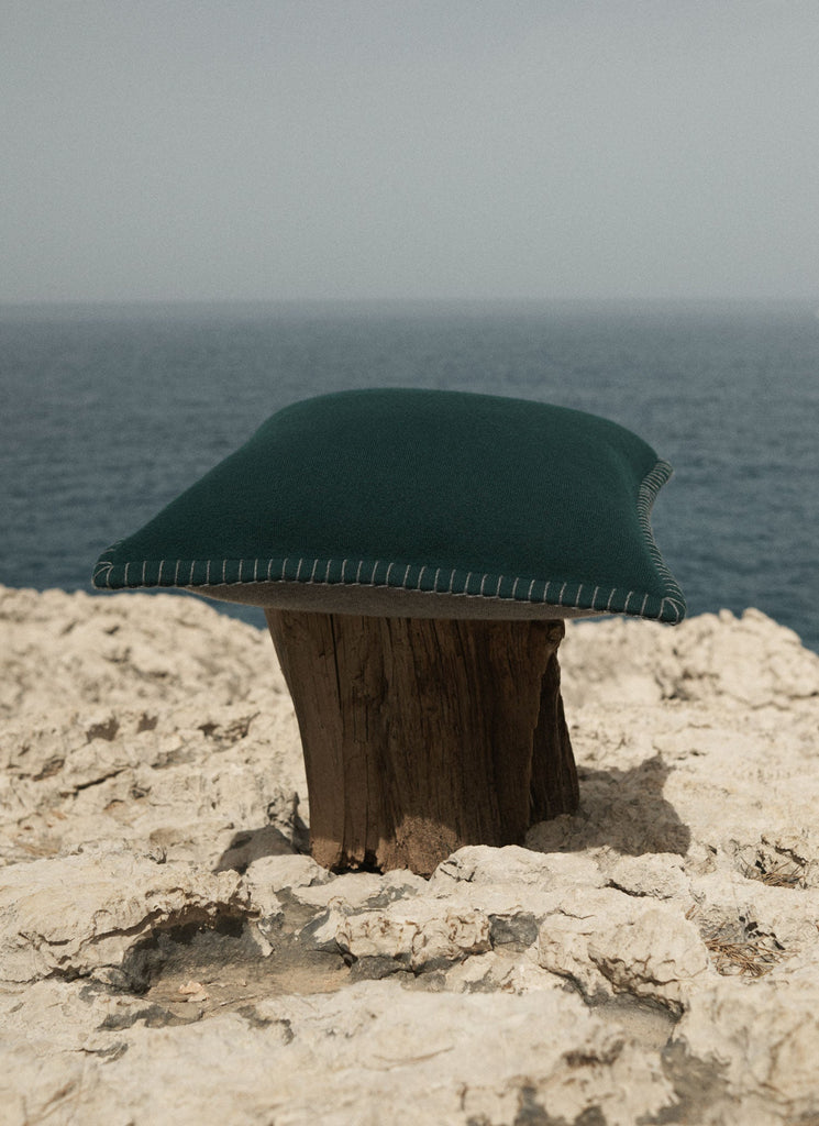 Amsterdam Cushion Pine Grey | Lisa Yang | Green grey cushion in 100% cashmere